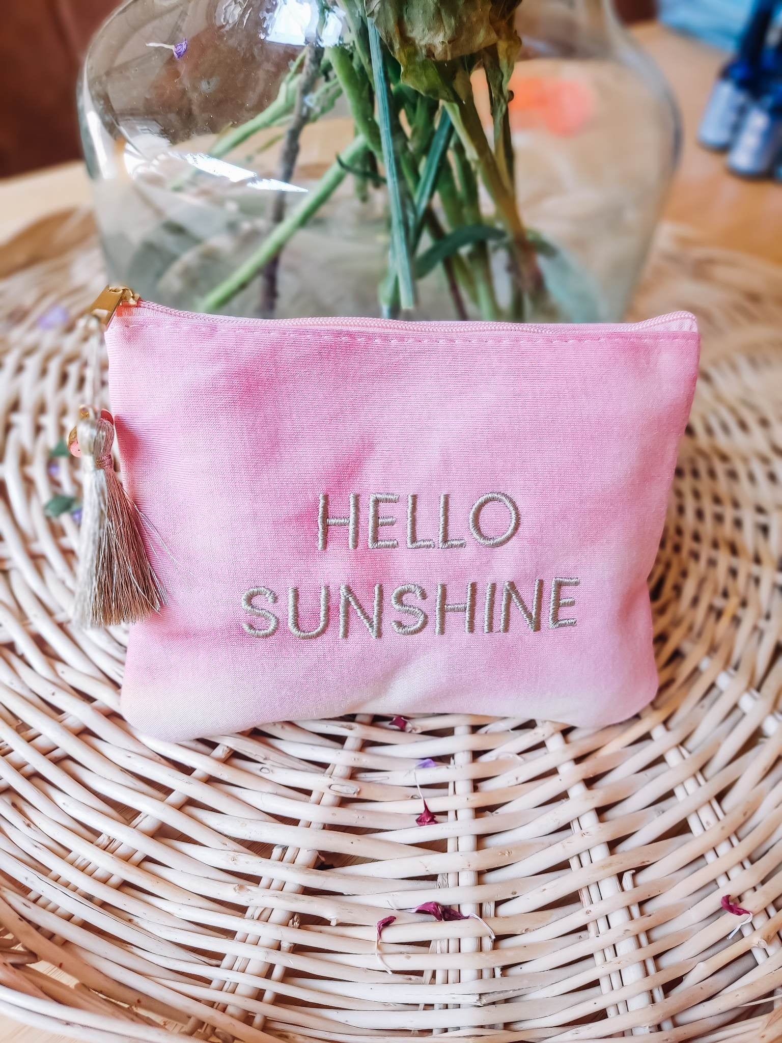 Hello sunshine make-up/toilettasje roze/geel