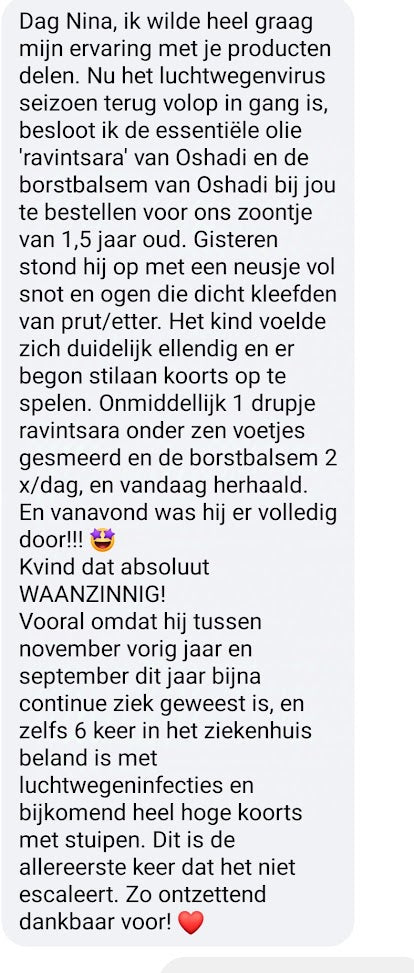 Borstbalsem Oshadhi - zuiverend en verwarmend - 10 of 30ml