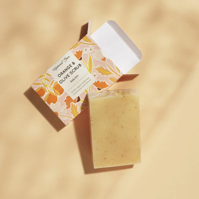 Orange & olive scrubzeep - zacht velletje