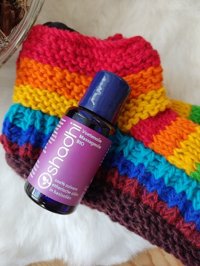 Nooit-meer-koude-voeten-pakket met de warme voetenolie & wollen sokjes