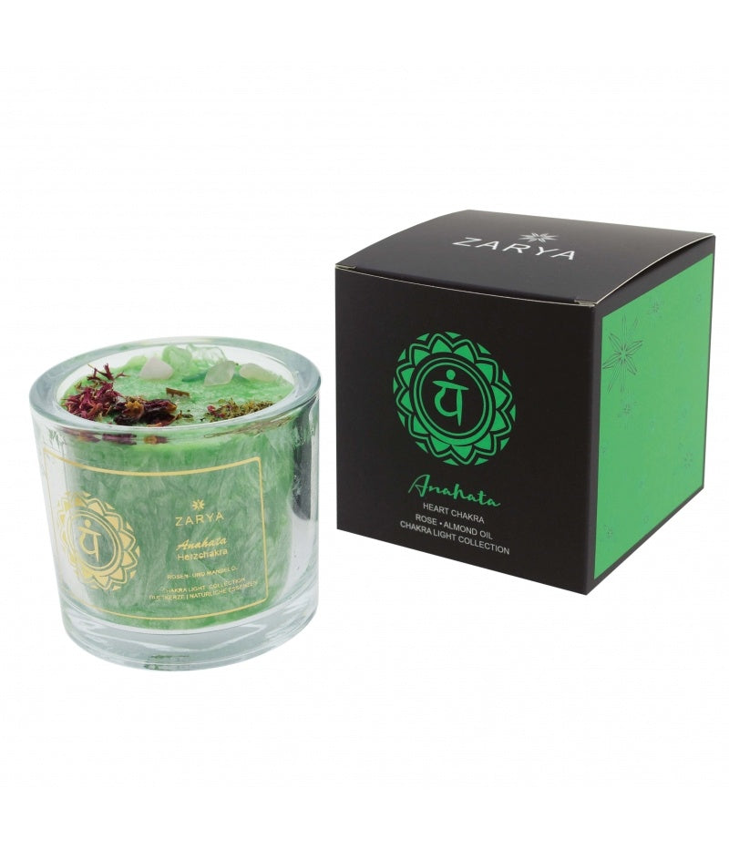 Knisperende kaars met roos en rozenkwarts - hartchakra