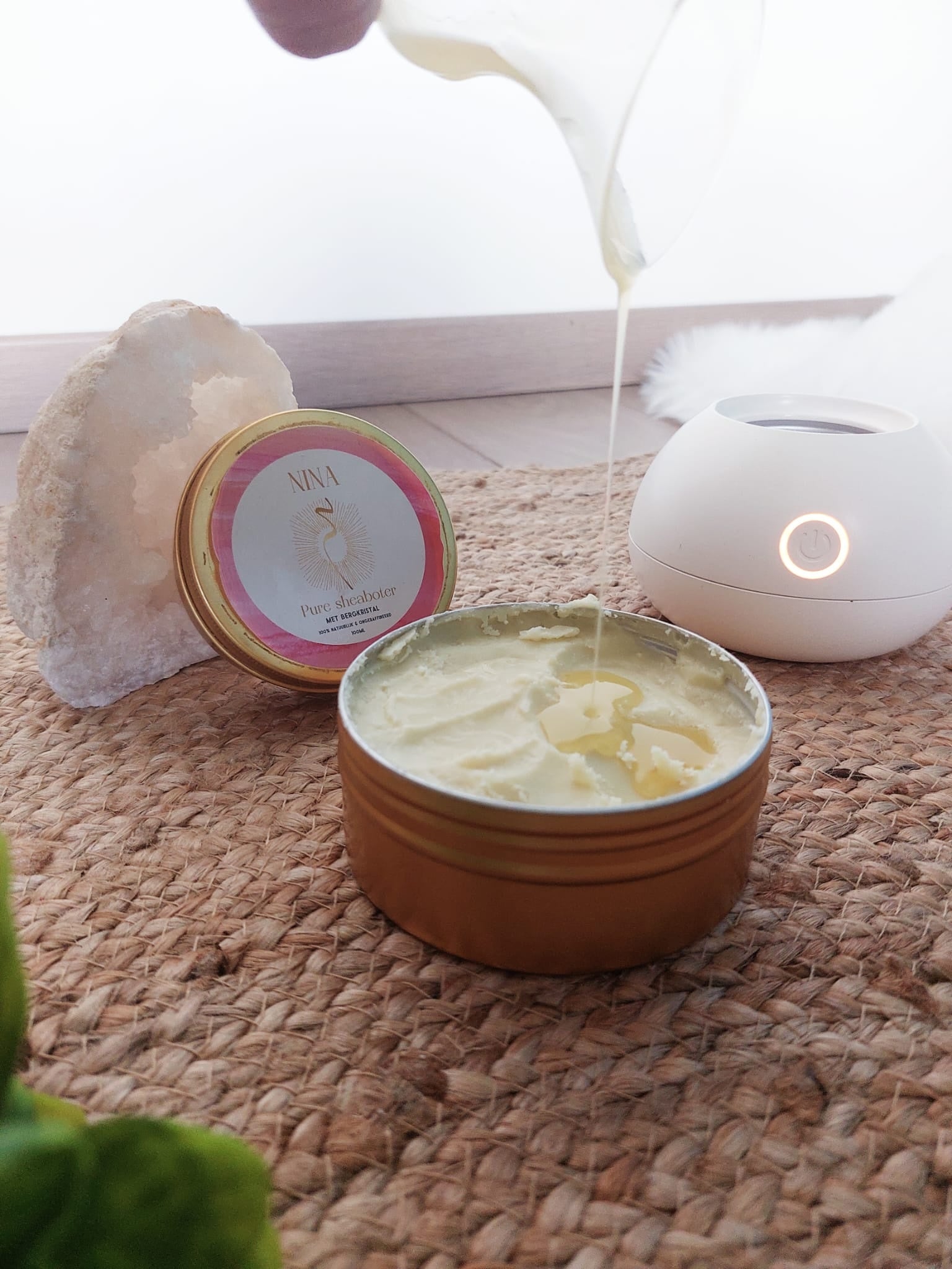 Heerlijke verwarmer voor massage met de sheaboter!