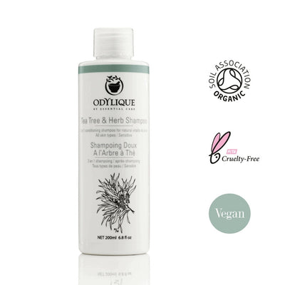 Organic tea tree & herbal shampoo Odylique - tegen roos!