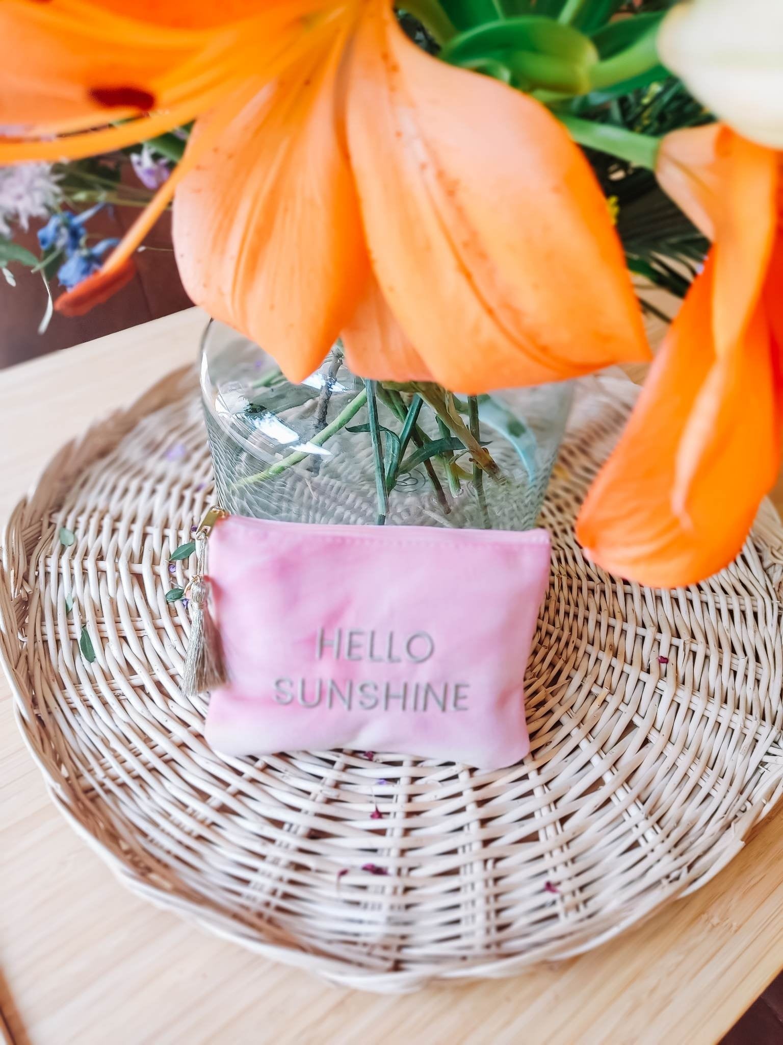 Hello sunshine make-up/toilettasje roze/geel